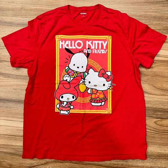 Hello Kitty & Friends Happy Lunar Chinese New Year T-Shirt XL Red Old Navy - Picture 1 of 6